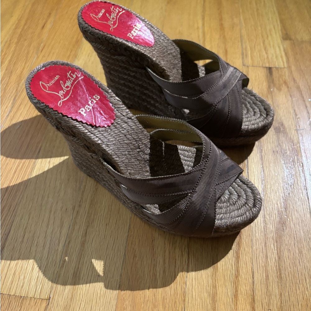 Christian Louboutin Tan Wedge Sandals